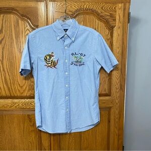 Ralph Lauren Hawaiian Souvenir RL67 5th Div‎ Tiger Embroidered Button Down XS